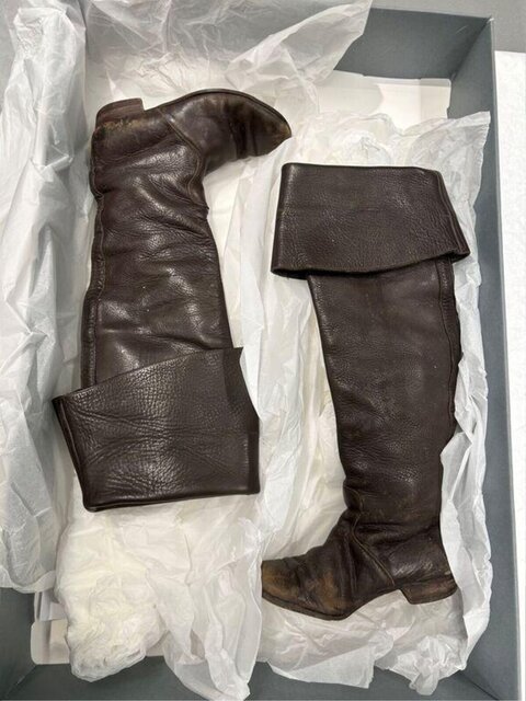 Worn Brown Over-the-Knee Leather Boots