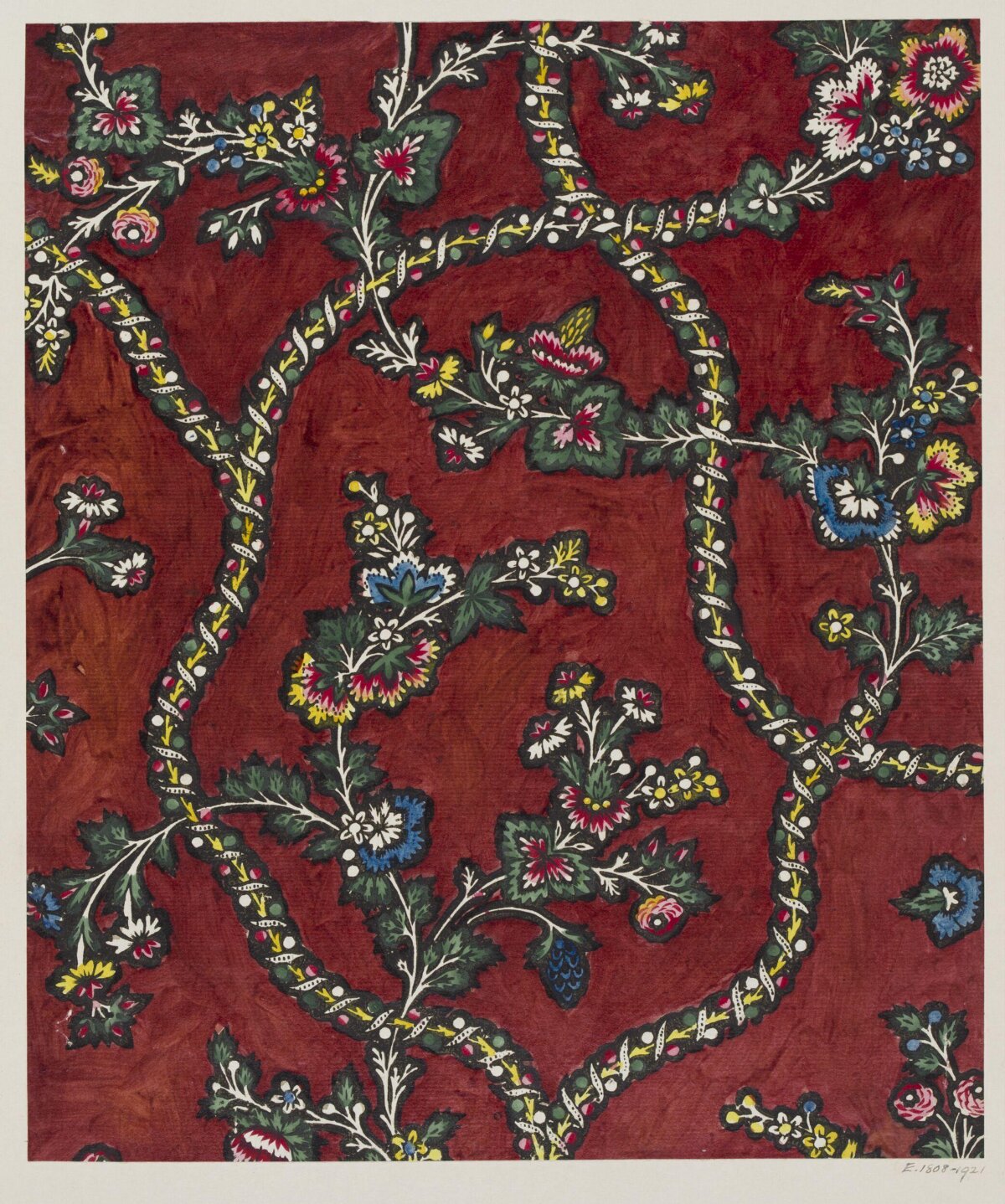 Vintage Red Floral Textile Pattern