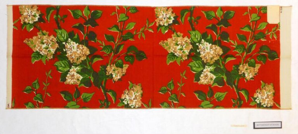 Red Background Floral Textile Design