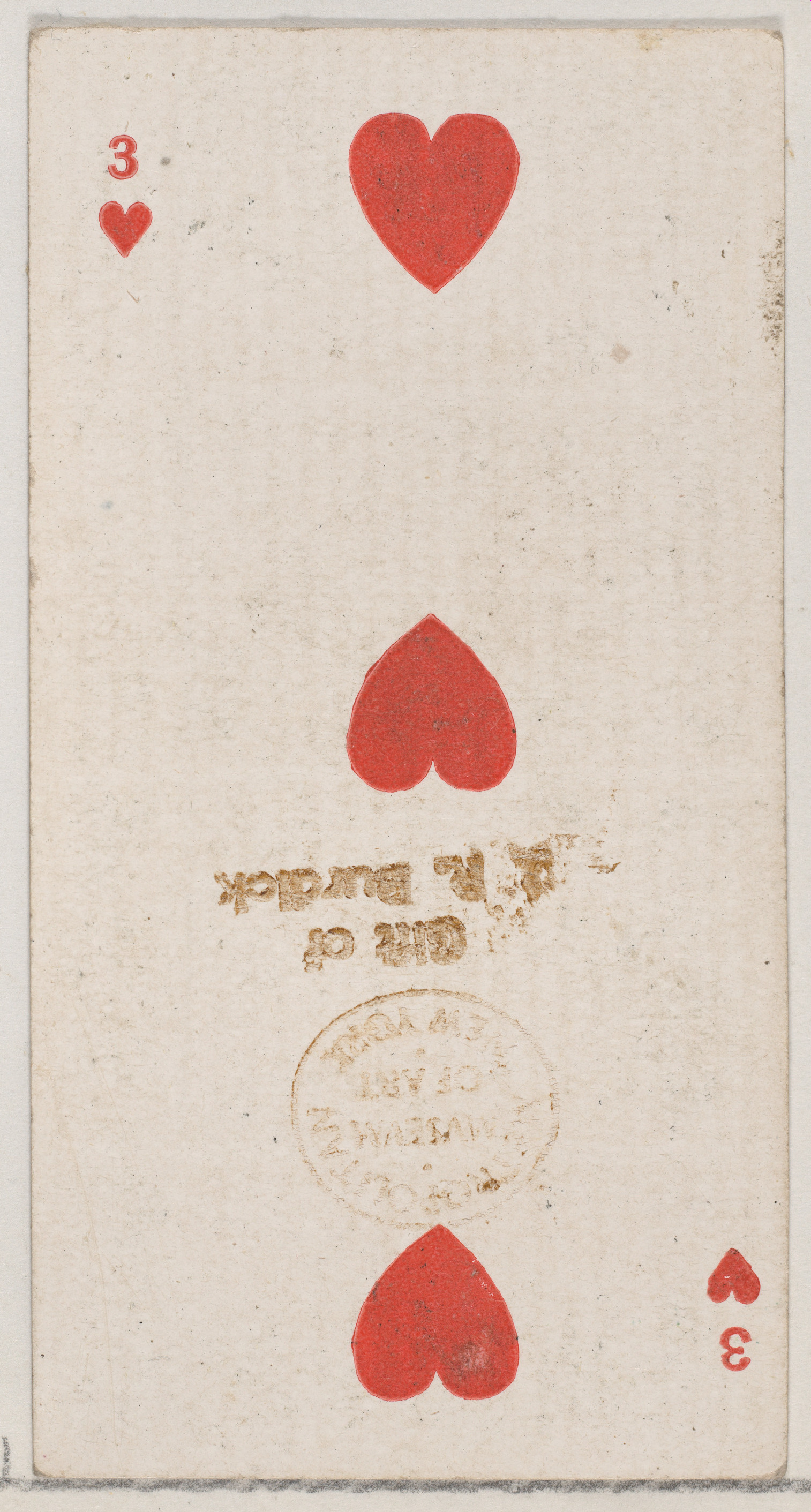 Antique Three of Hearts Playing Card — Games