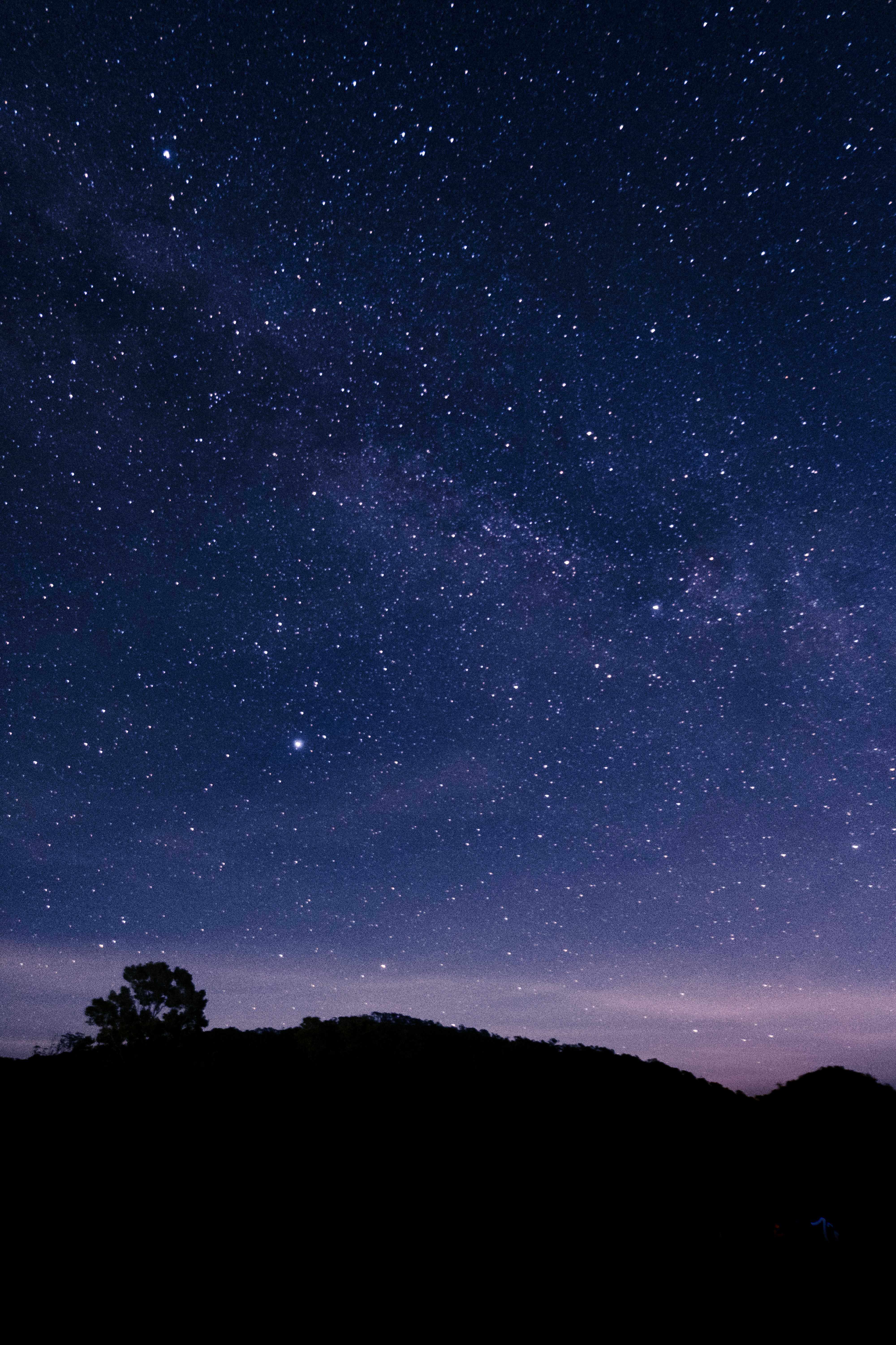 Starry Night Sky Over Hill