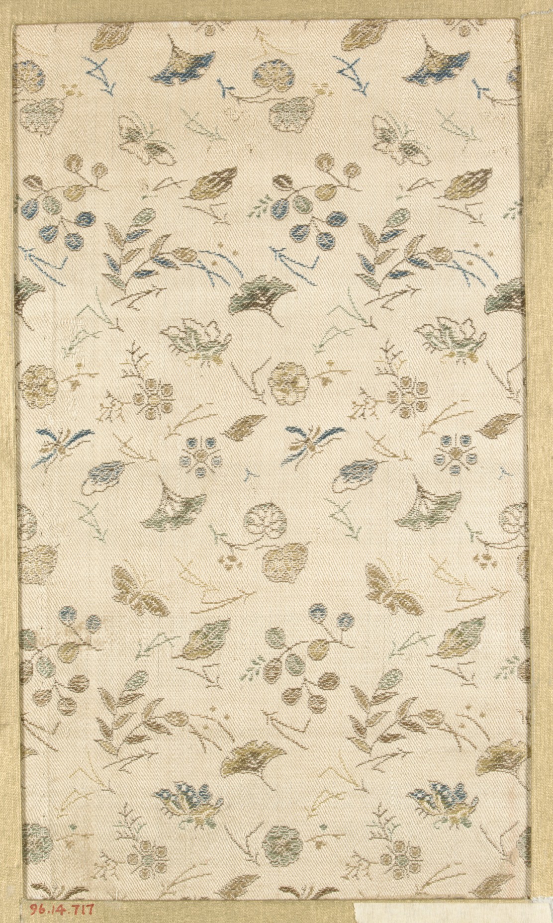 Antique Floral Insect Woven Textile