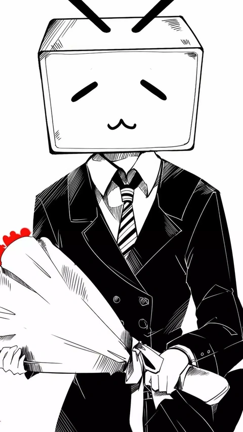 Bilibili Mascot in Wedding Suit Holding Bouquet