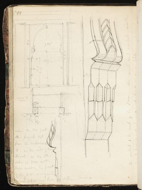 Architectural Sketch on Notebook Page