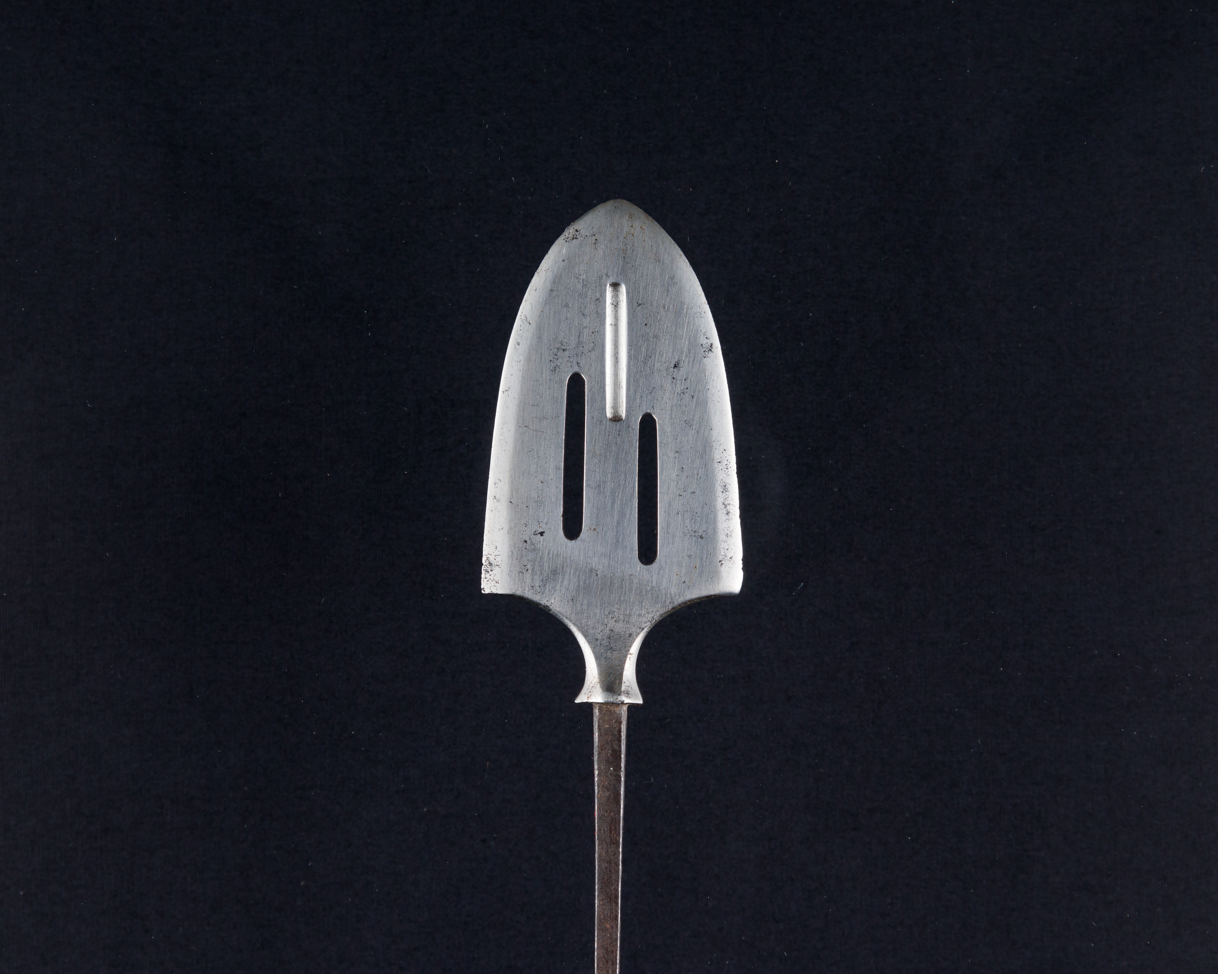 Vintage Metal Spatula on Black Background — Black Backgrounds