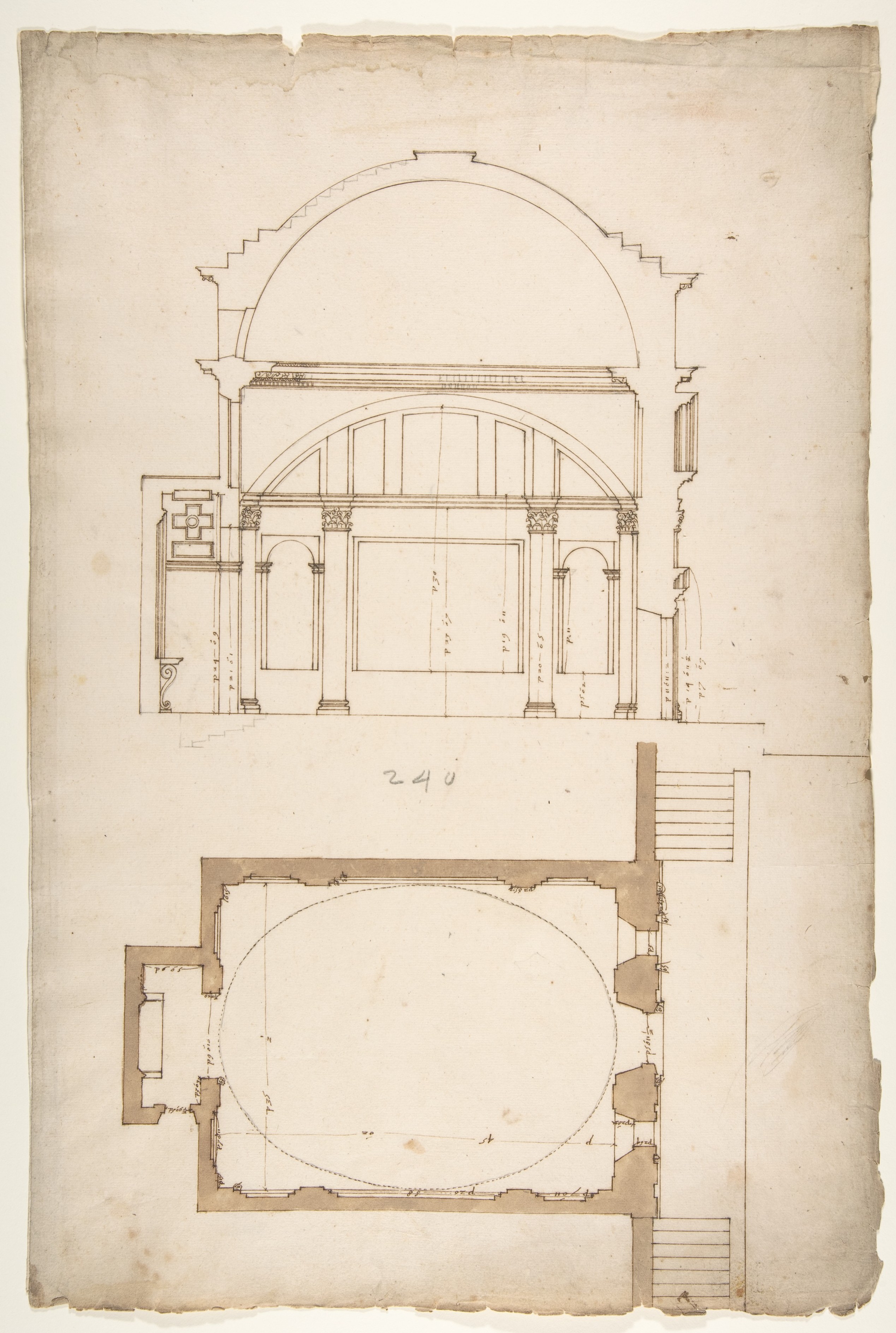 Hand-drawn Architectural Plan and Section