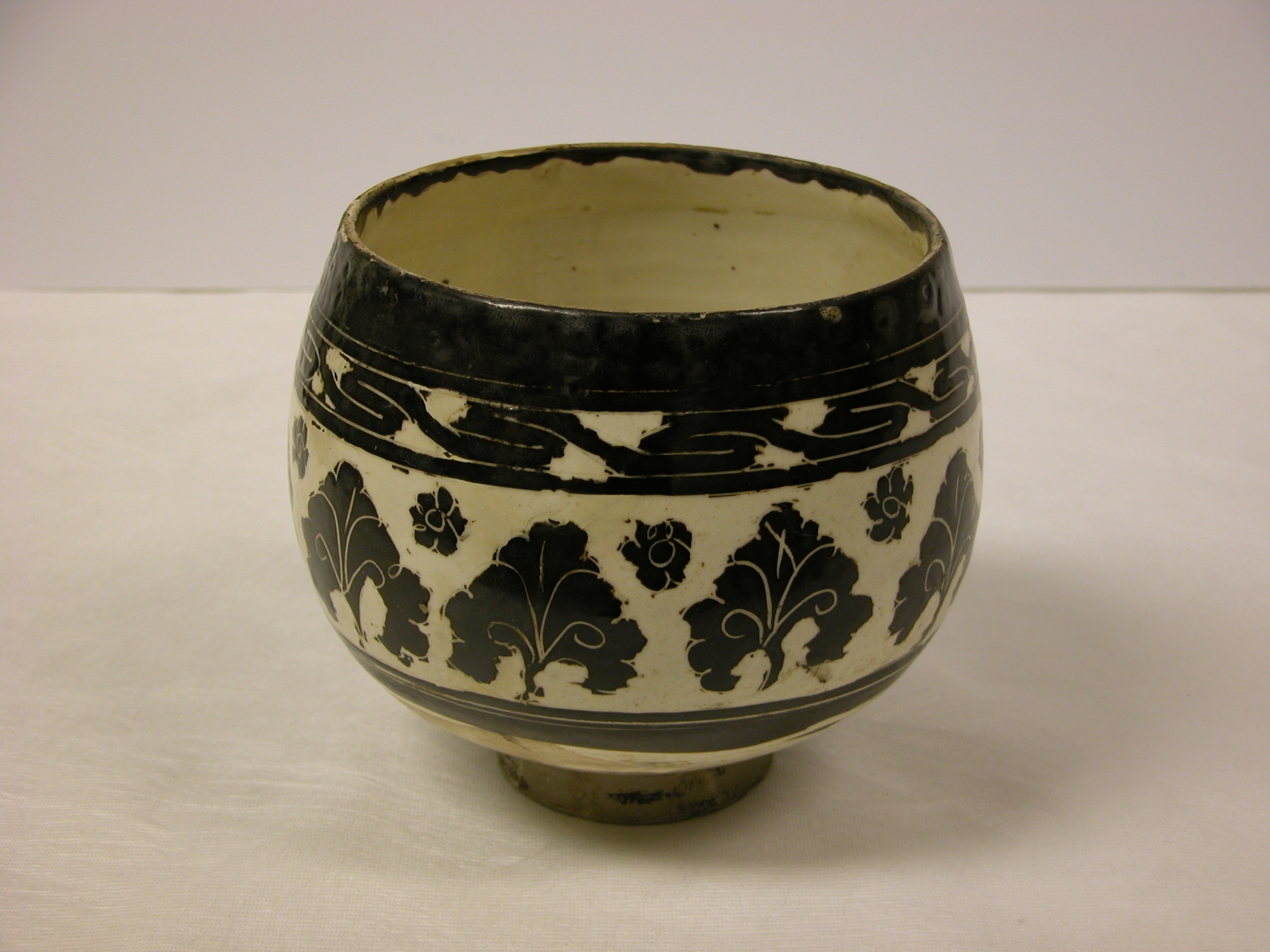 Black and White Antique Porcelain Bowl