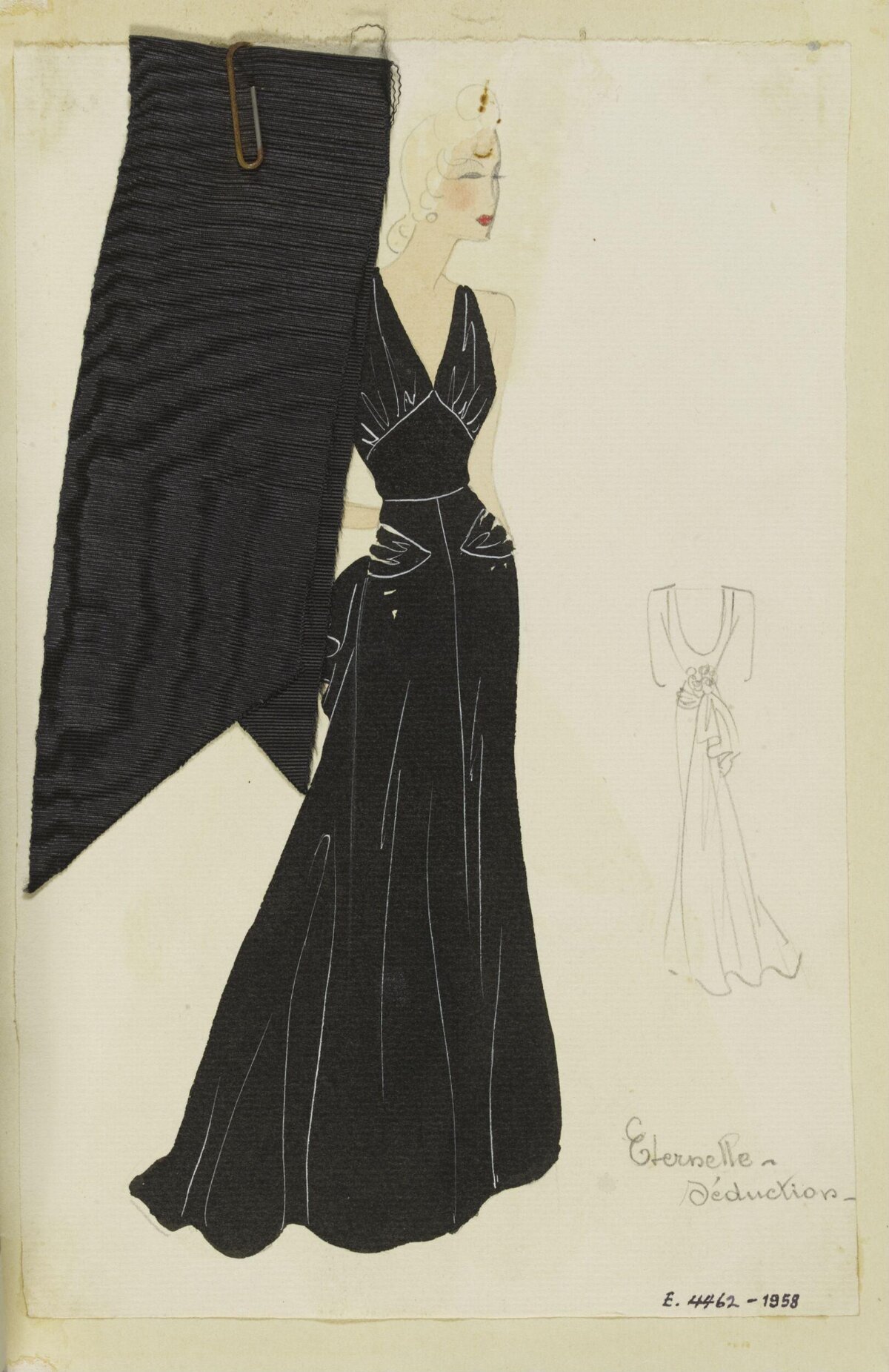 Vintage Black Evening Gown Fashion Sketch