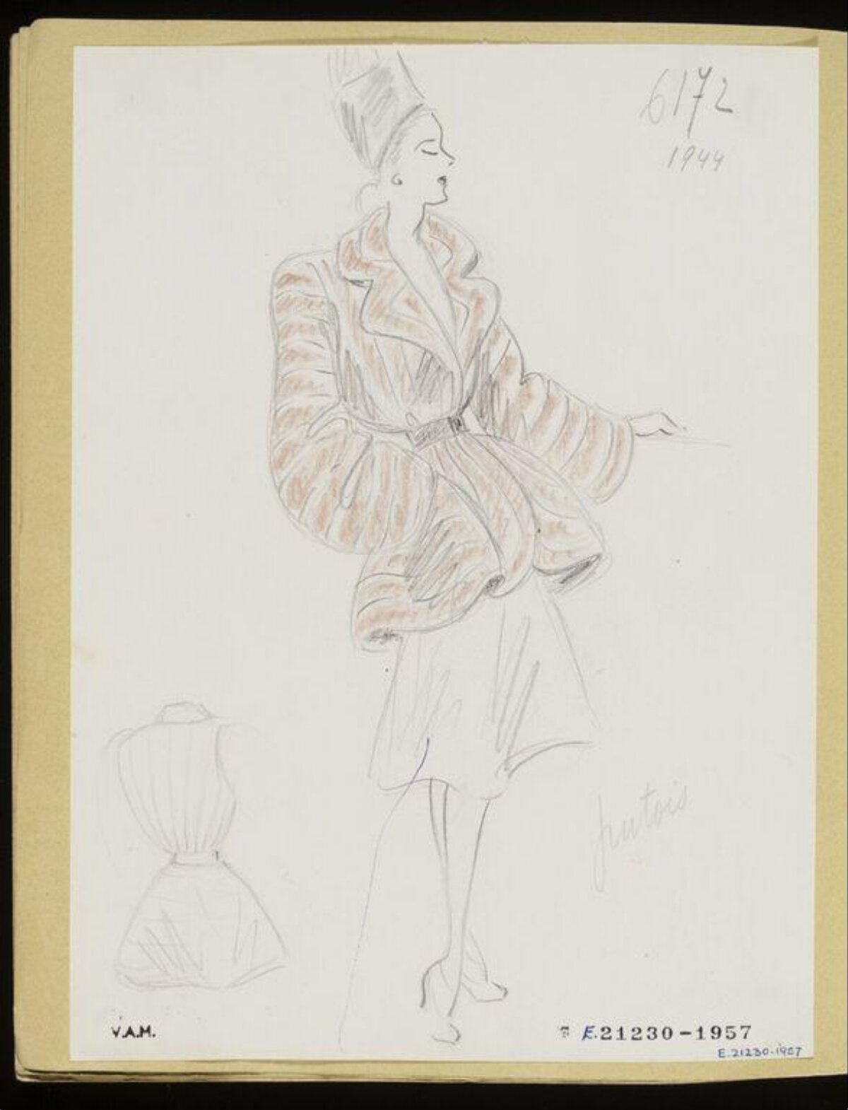 1944 Vintage Fashion Design Sketch