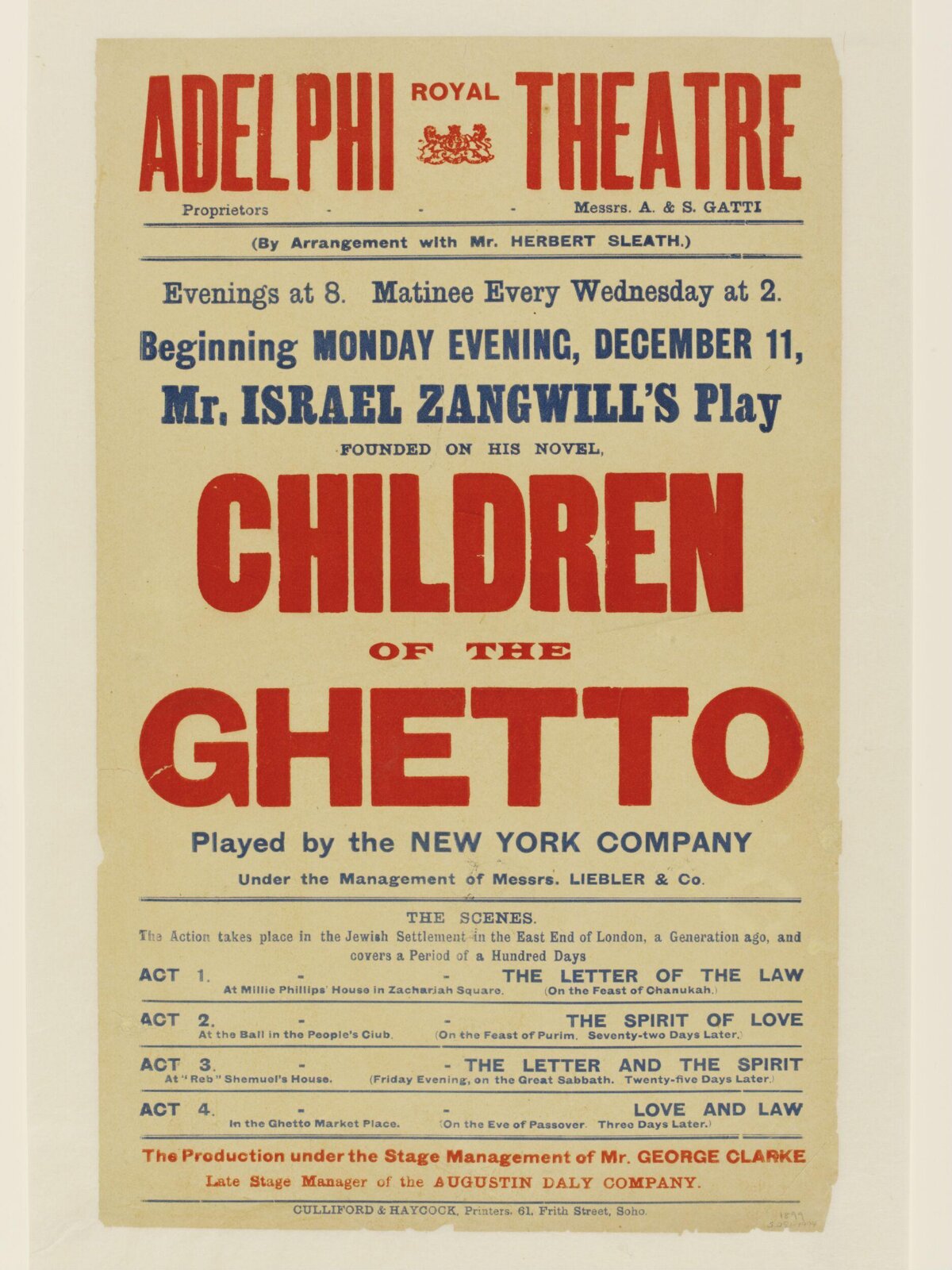 Children of the Ghetto Theatre Poster
