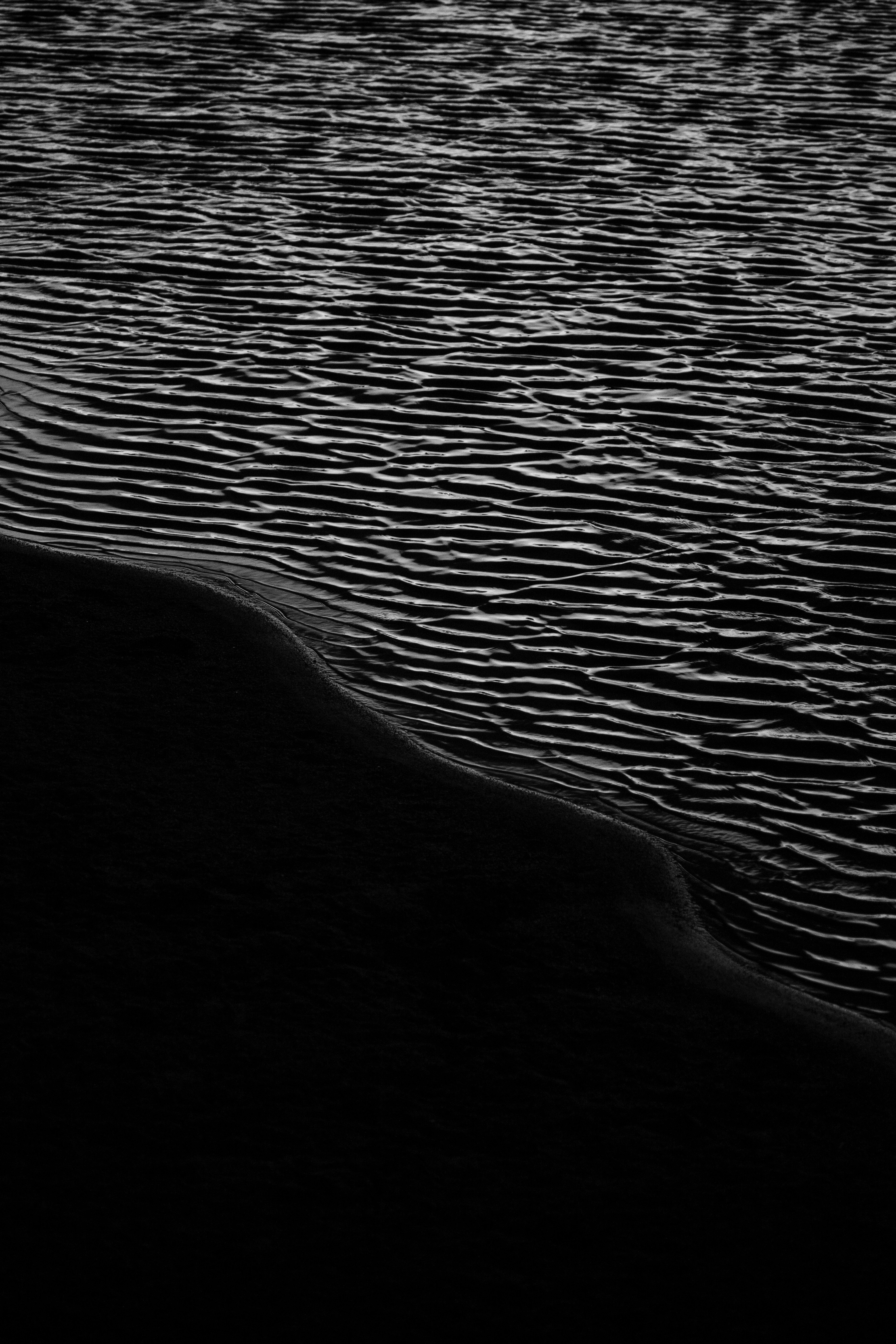 Monochrome Rippled Water Shoreline