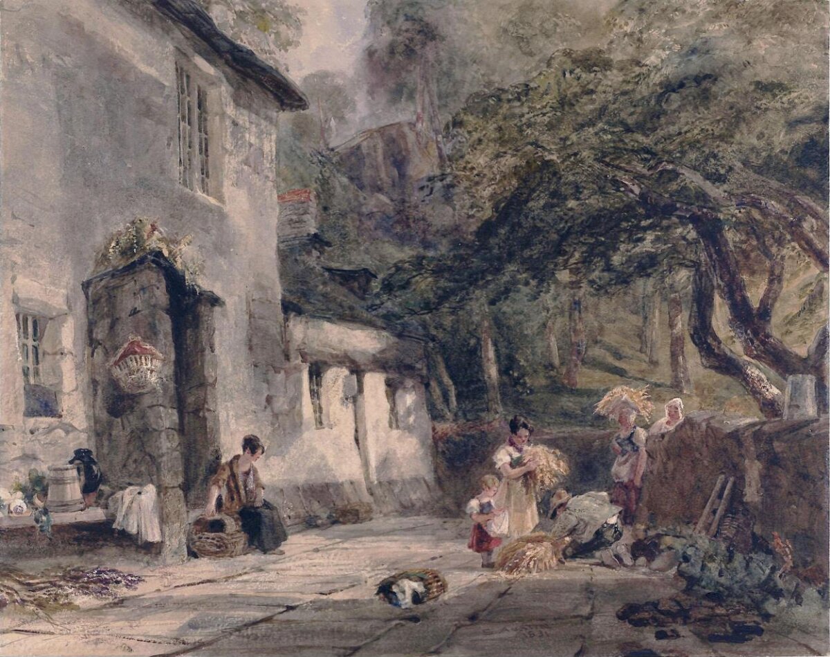 Village Courtyard Harvest Scene