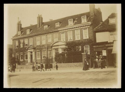 Vintage Street Scene with Townhouses