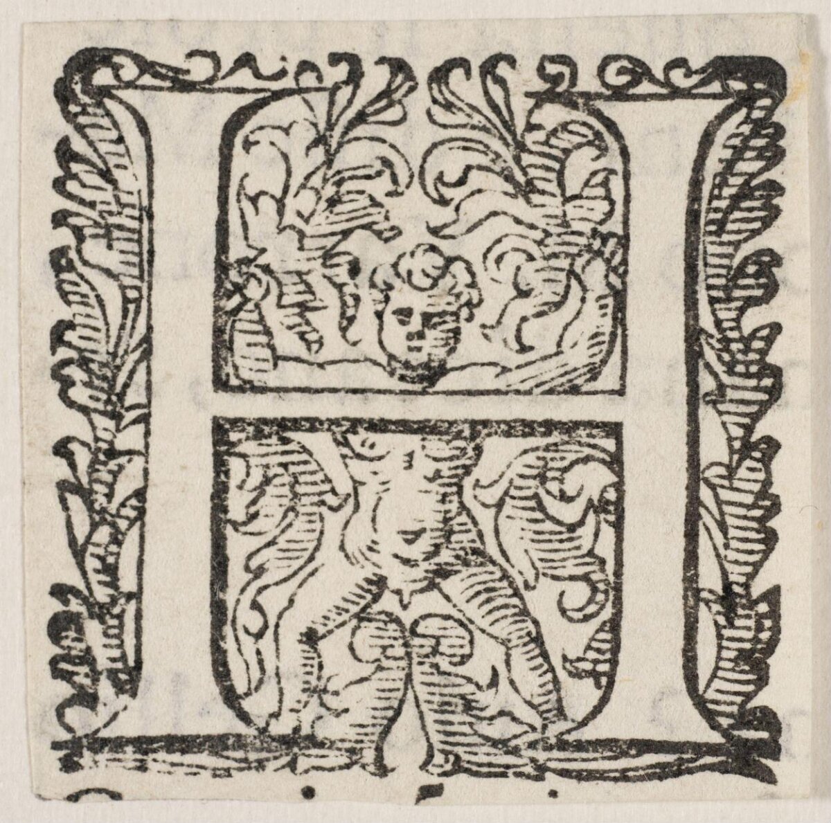 Decorative Letter H Woodcut