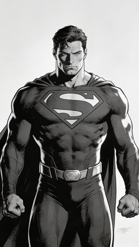 Black and White Superman Portrait
