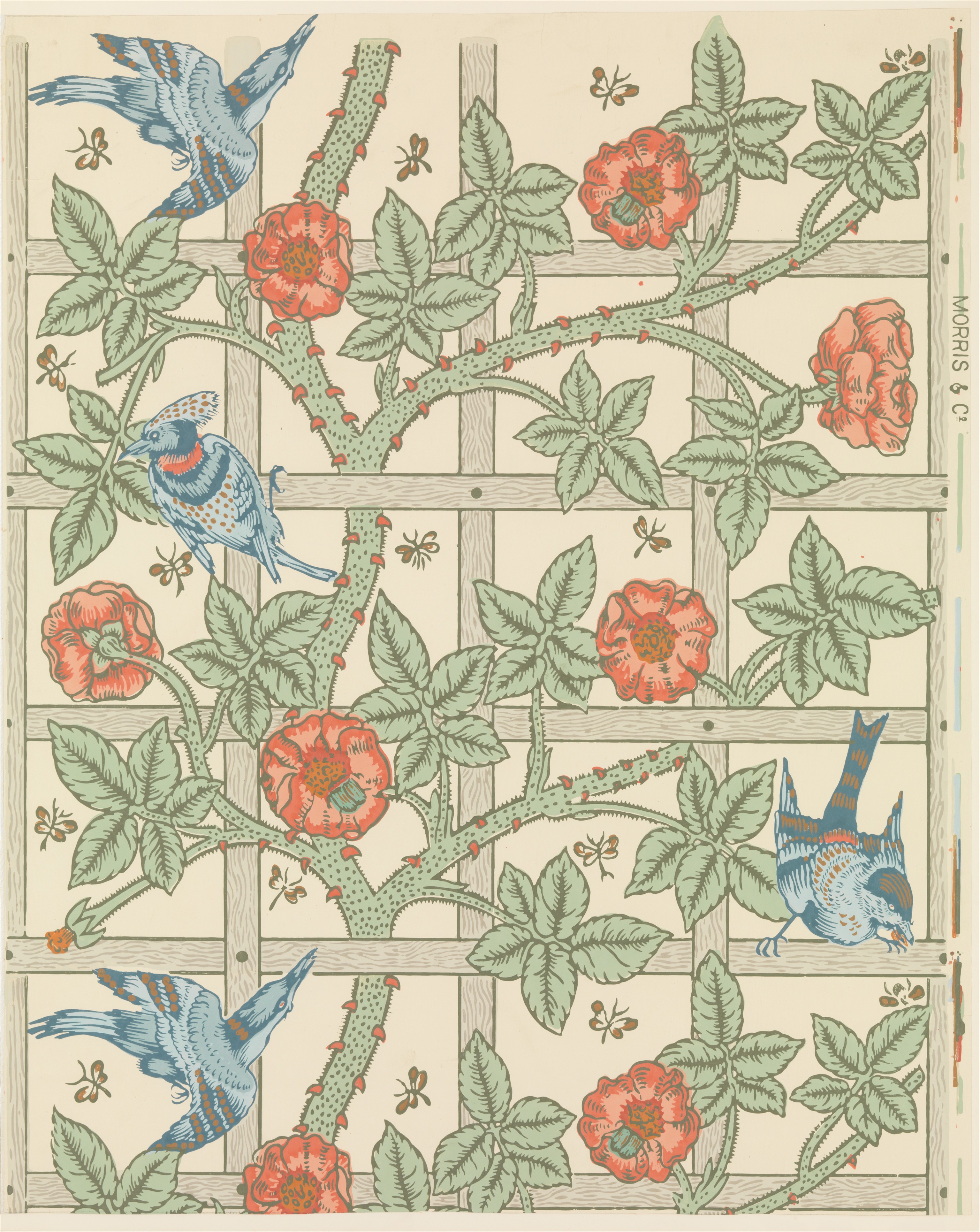 Bird and Rose Trellis Pattern
