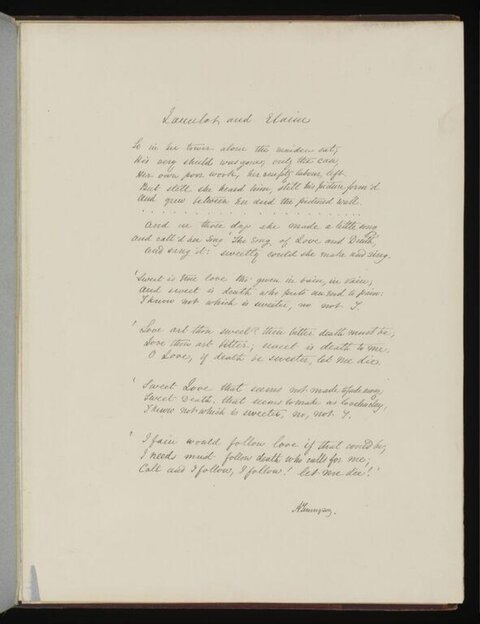 Handwritten Poem Lancelot and Elaine
