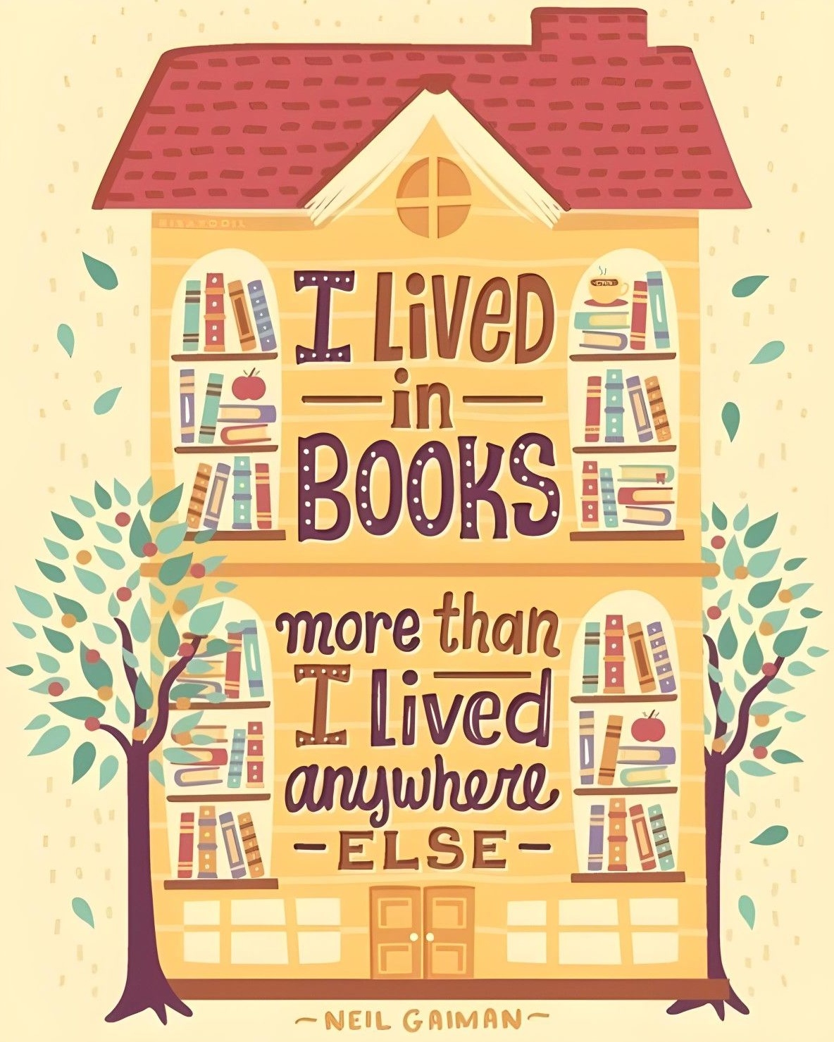 I Lived in Books Quote Illustration