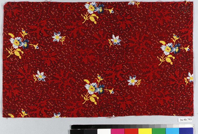 Red Floral Printed Fabric Sample