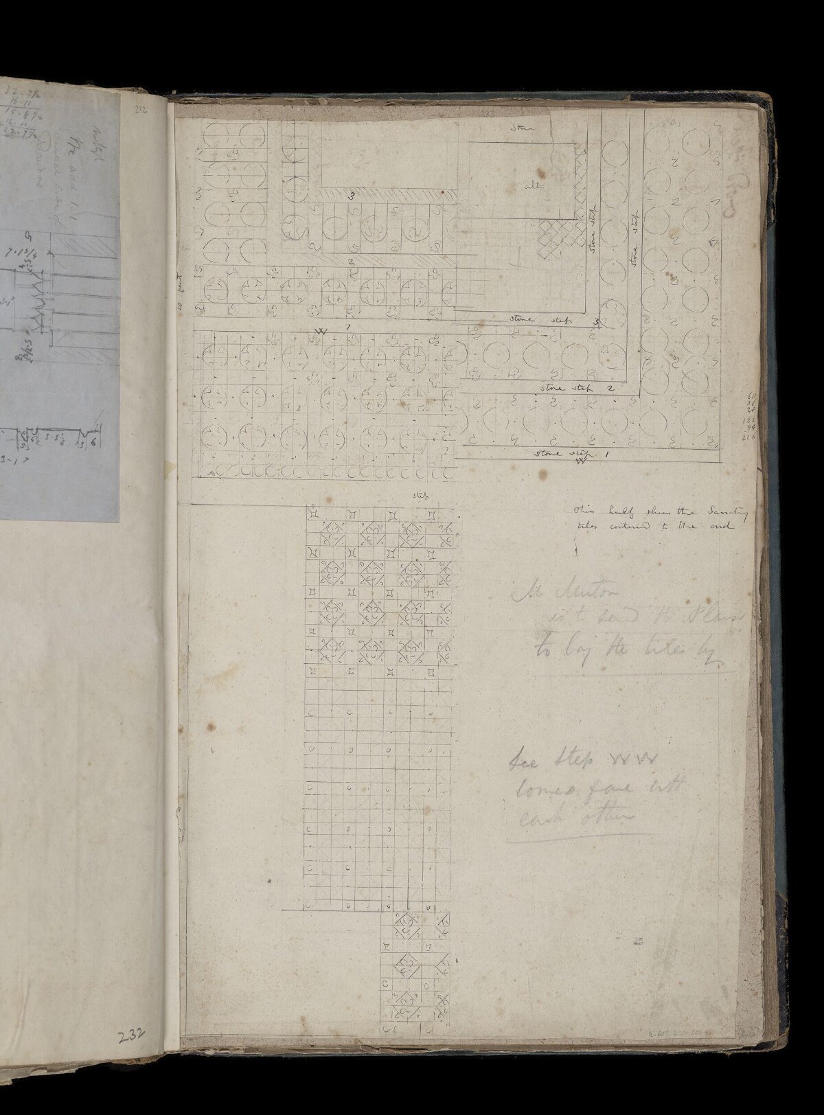 Vintage Tile Layout Plan Sketch