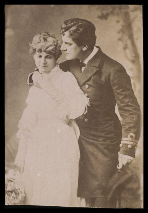 Vintage Portrait of Naval Officer and Bride