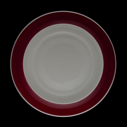 Red Rimmed White Ceramic Plate