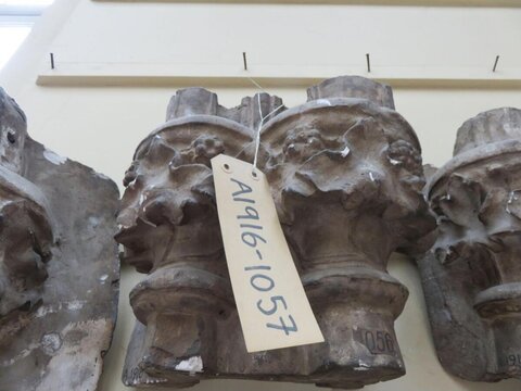 Tagged Carved Column Capital Artifact