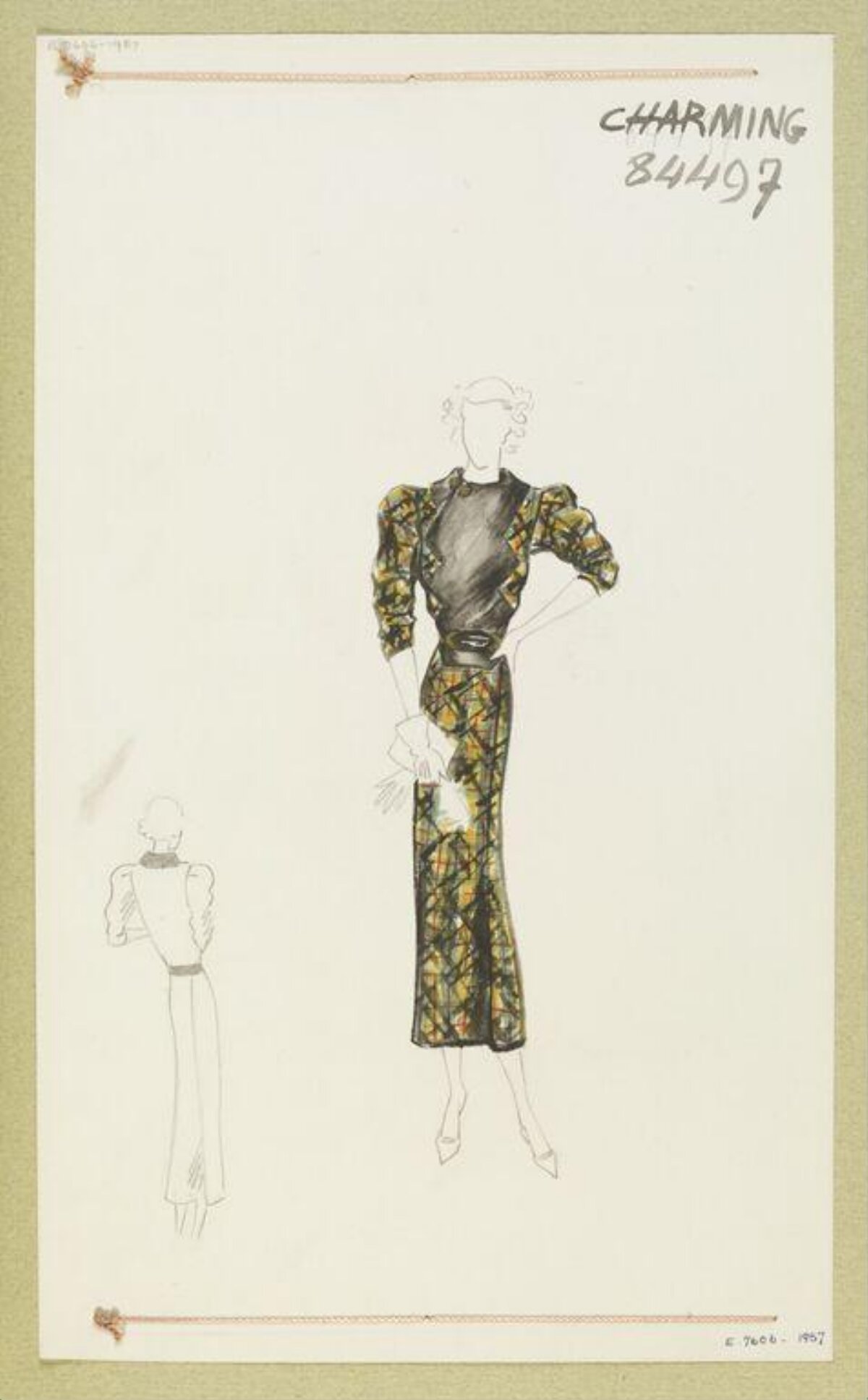 Vintage Long Dress Fashion Sketch