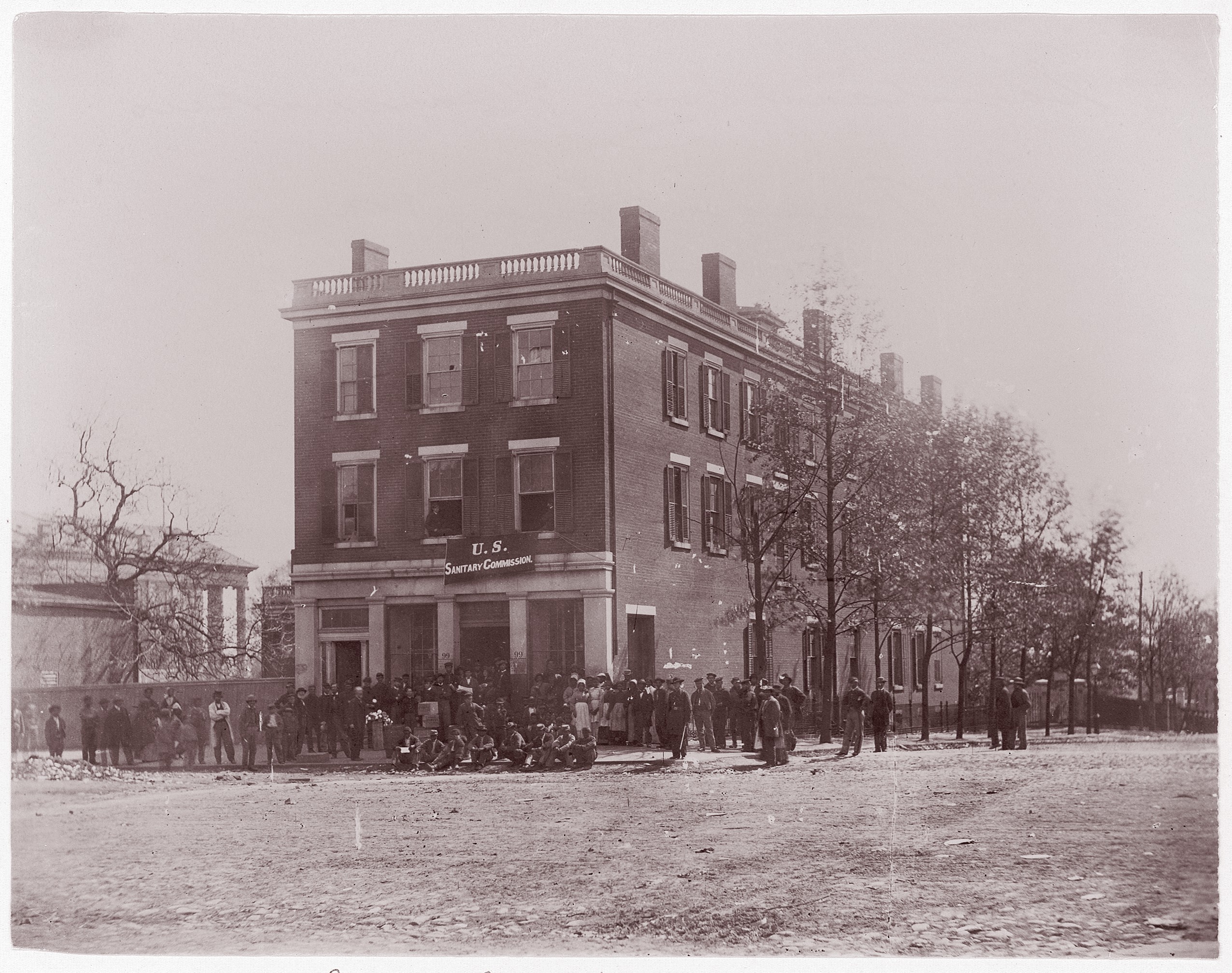 Crowd at U.S. Sanitary Commission Building