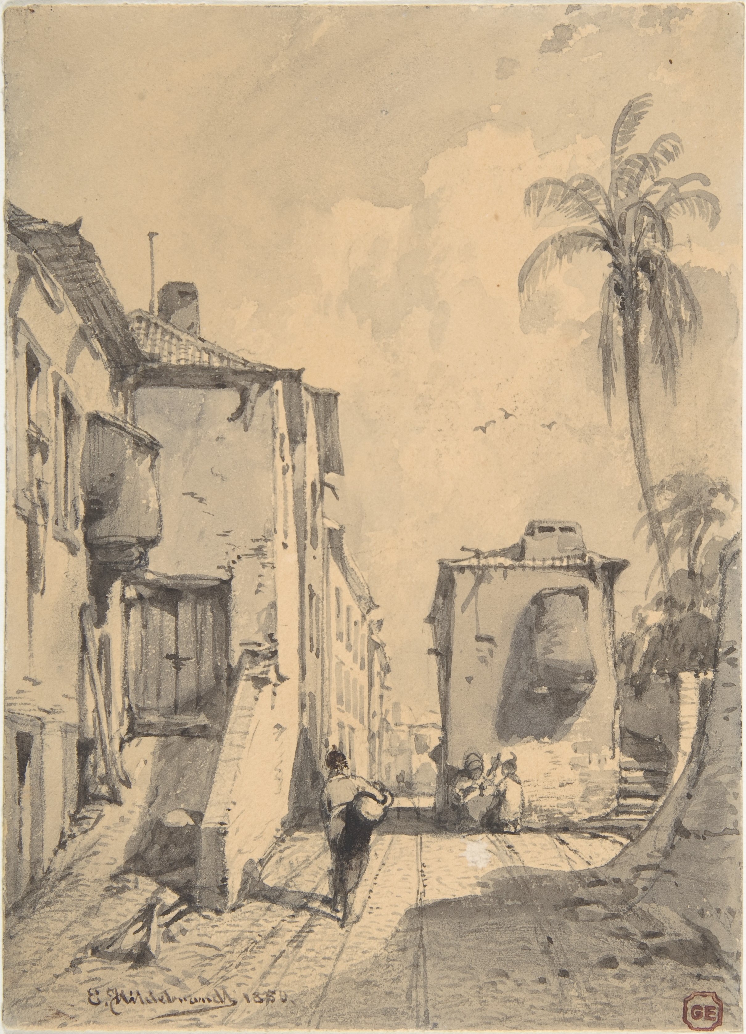 1850 Street Scene Sketch