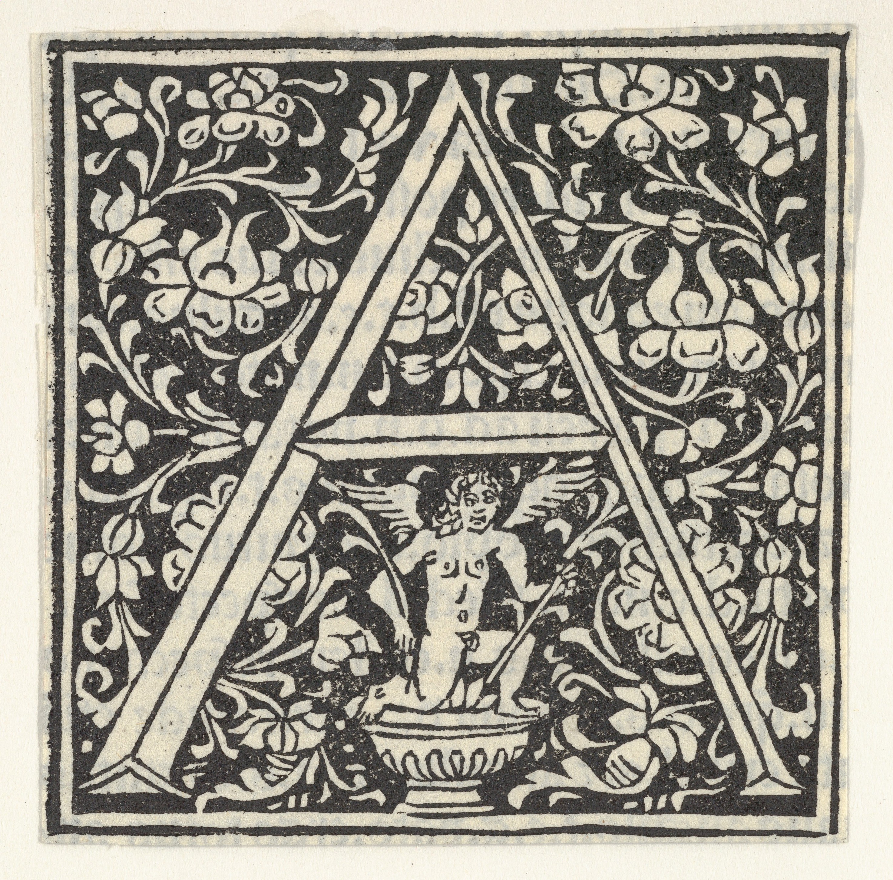 Woodcut Decorated Letter A