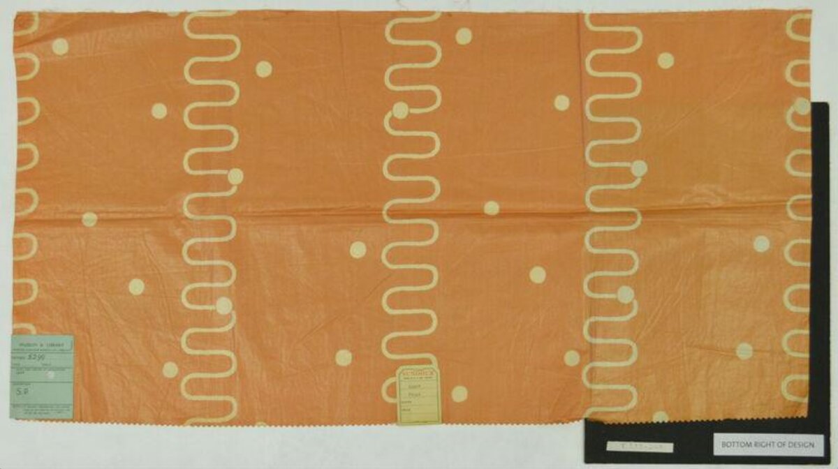 Orange Wavy Dotted Textile Sample