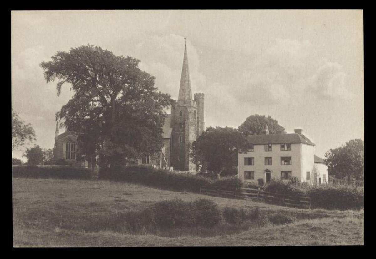 Old Photo of Rural Church and House