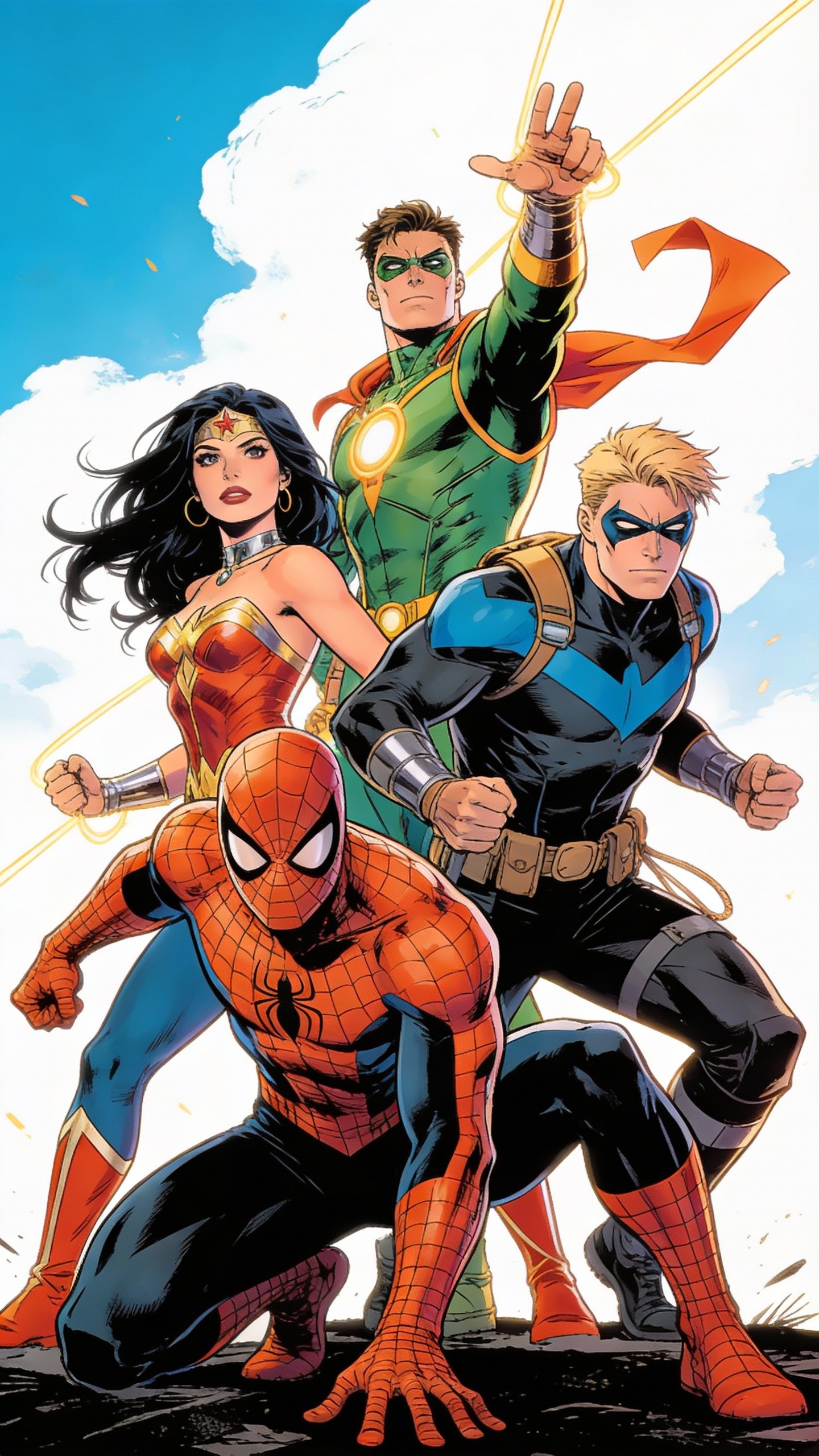 Four Superheroes Ready for Action
