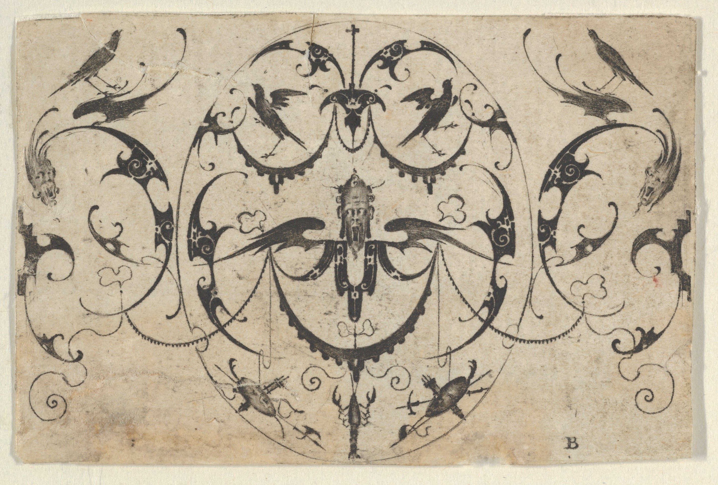 Medieval Ornamental Ink Drawing