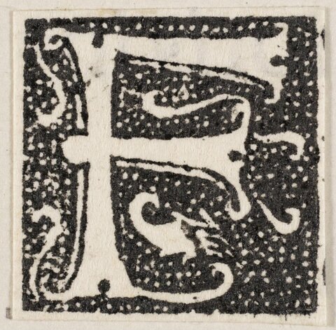 Woodcut Decorated Initial E