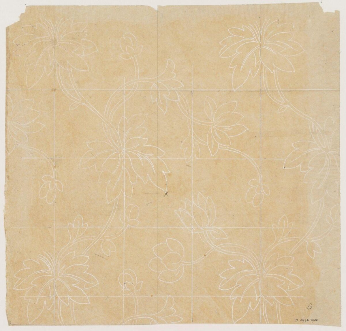 Vintage Floral Outline Pattern Sketch