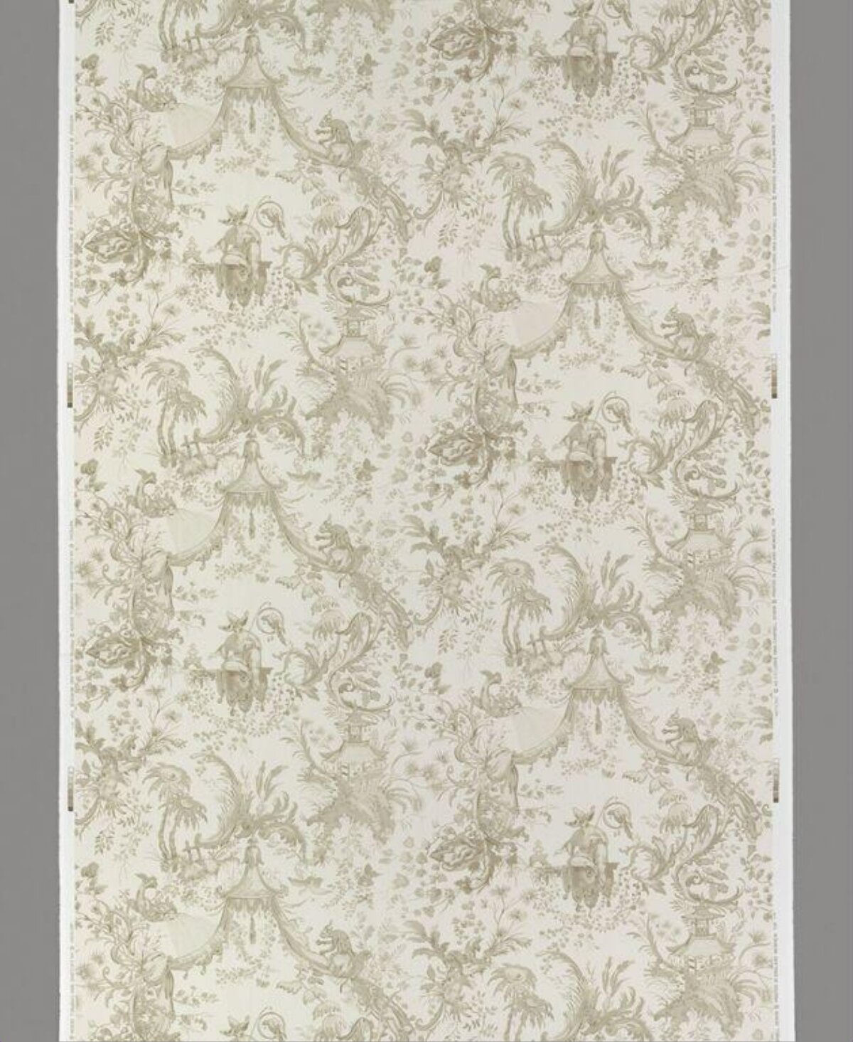 Beige Chinoiserie Patterned Fabric
