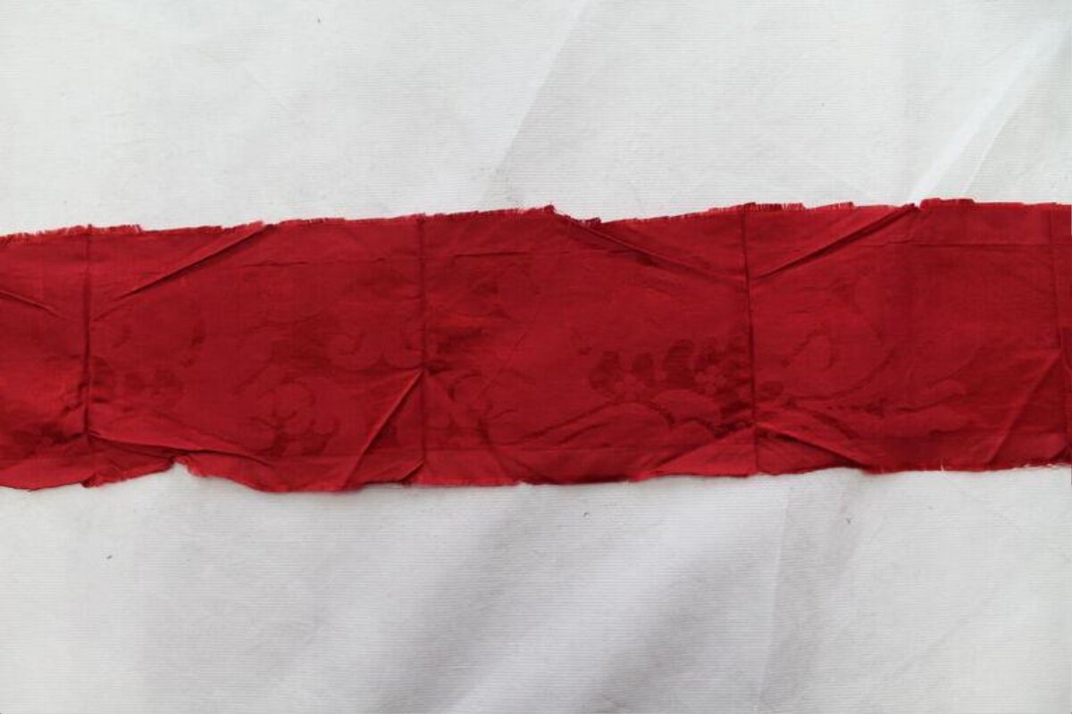 Red Fabric Strip on White Background