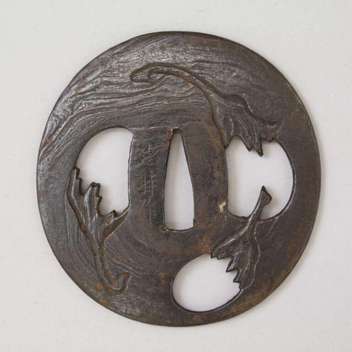 Iron Maple Design Sword Tsuba