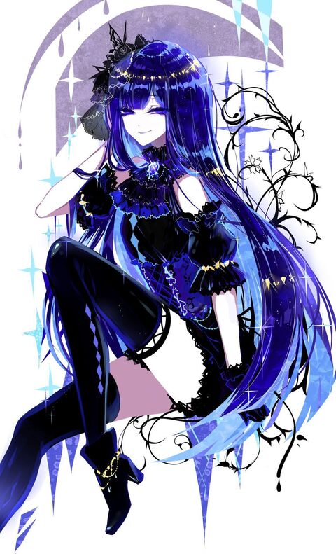 Gothic Anime Girl with Blue Hair