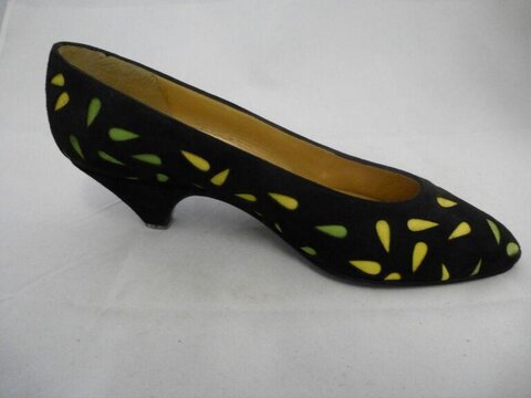 Black Patterned Kitten Heel Pump
