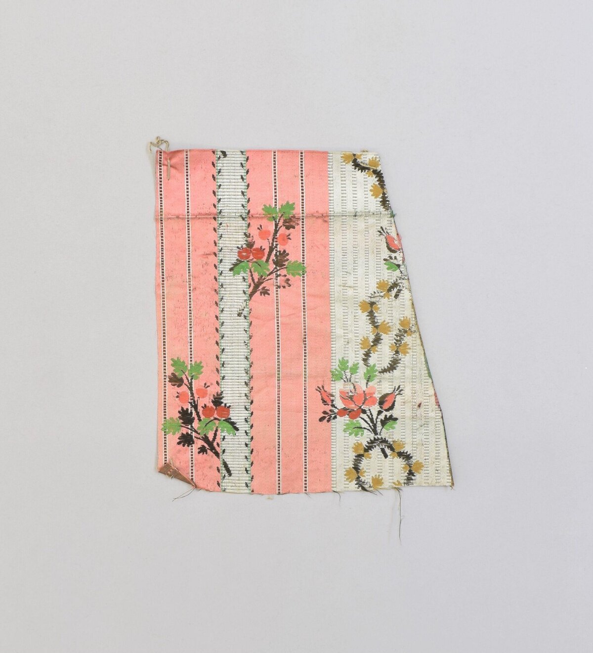 Vintage Floral Striped Fabric Fragment