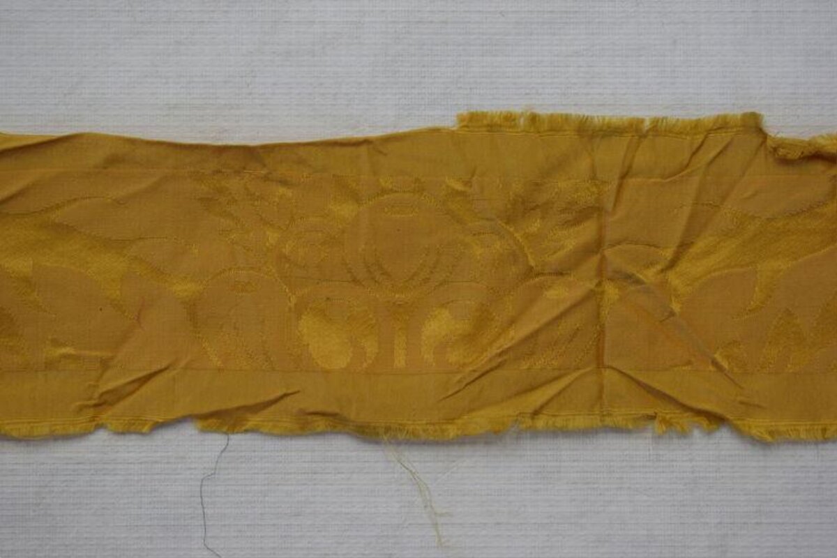 Antique Yellow Patterned Fabric Fragment