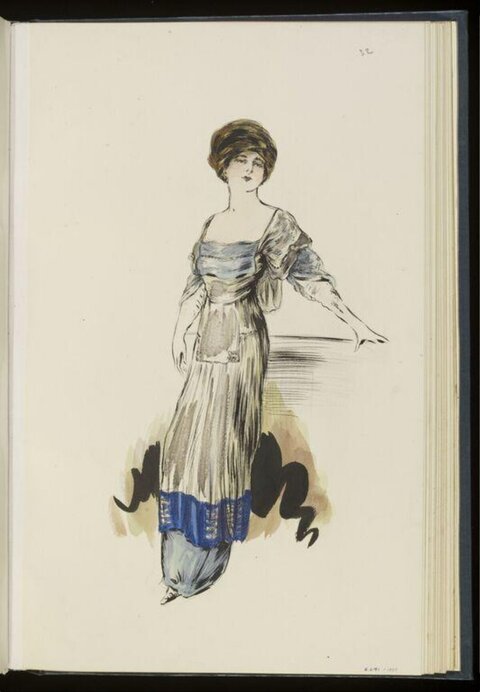 Vintage Women's Dress Fashion Sketch