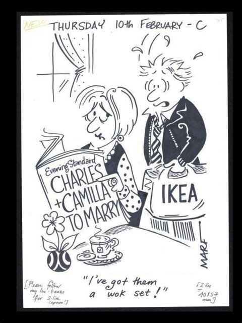 Cartoon of Charles and Camilla Marriage News