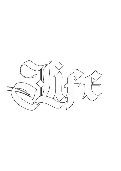 Outlined Gothic 'Life' Typography