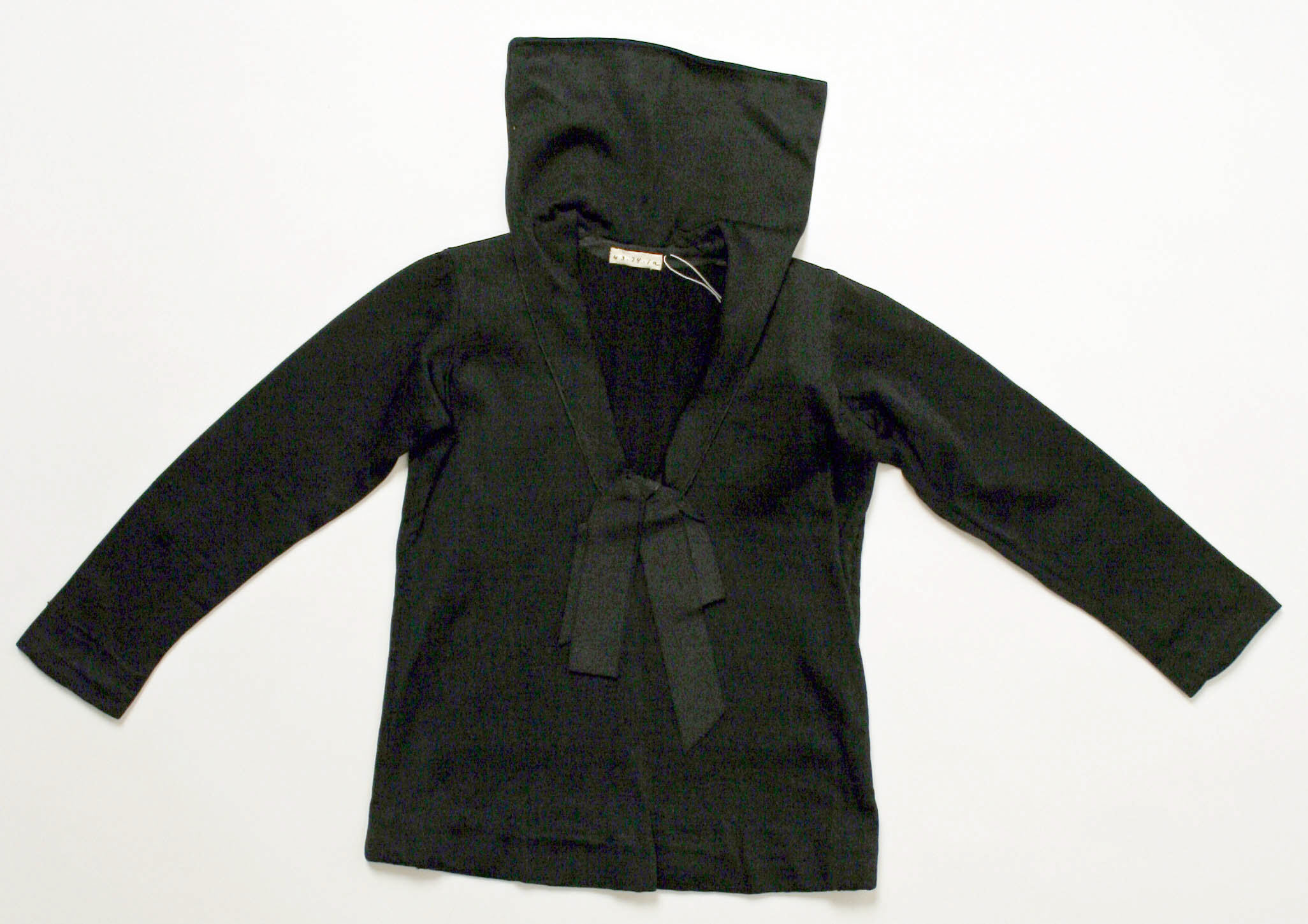 Black Hooded Tie Front Cardigan