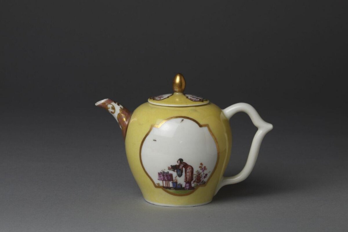 Yellow Glaze Painted Porcelain Teapot
