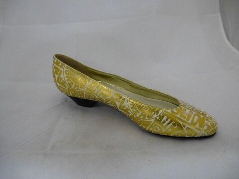 Yellow Printed Low Heel Pump